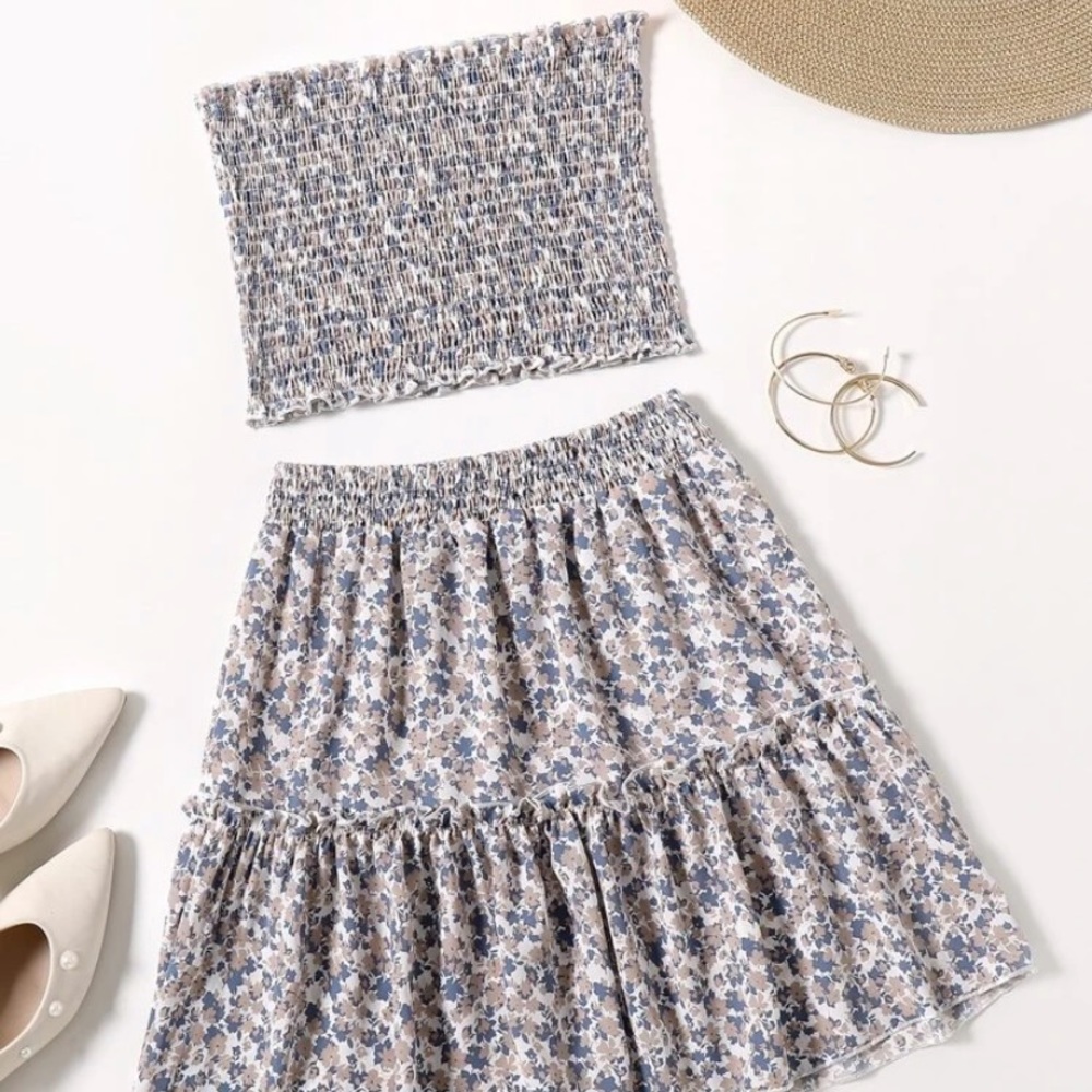 floral tube top and skirt